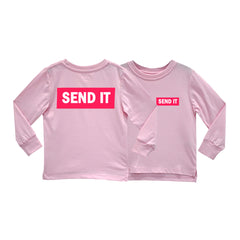 SEND IT GIRLS LONG SLEEVE BABY PINK